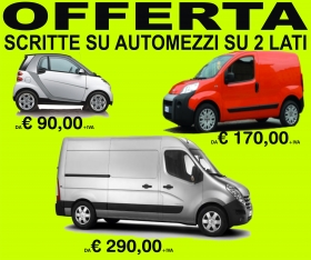 SCRITTE E STAMPE SU AUTOMEZZI IN GIORNATA - SCRITTE A META' PREZZO